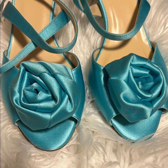 Kate Spade NY Blue Satin Rose Heels – Size 8.5 – Wedding Guest / Prom - Picture 3 of 7
